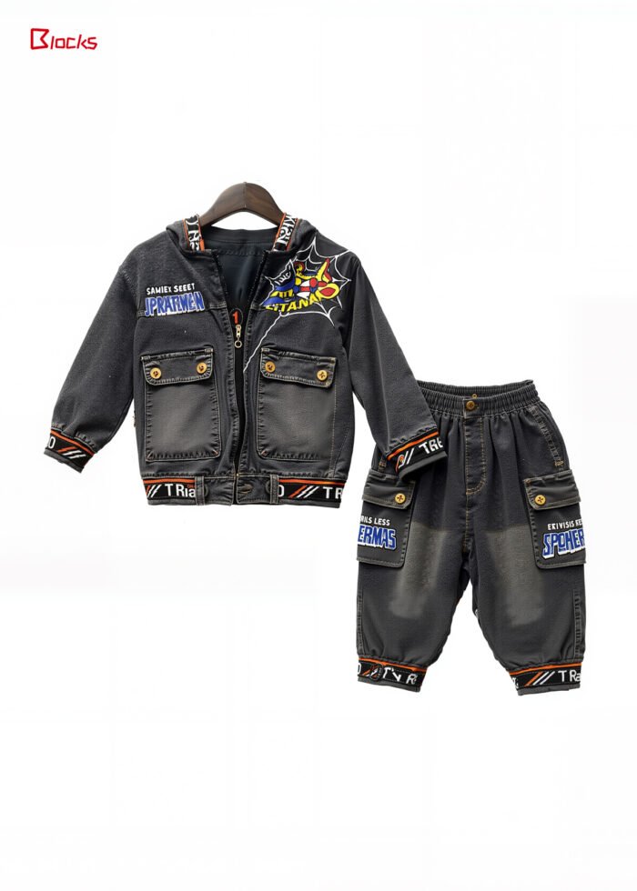 Spring & Summer Boys' Denim Casual Set – Top and Pants - Image 2