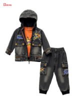 Spring & Summer Boys' Denim Casual Set – Top and Pants - Image 2