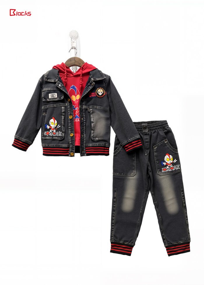 Spring and Autumn Boys' Denim Casual Set - Image 2