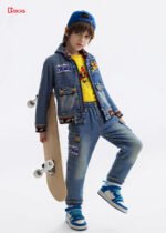 Spring & Summer Boys' Denim Casual Set – Top and Pants - Image 2