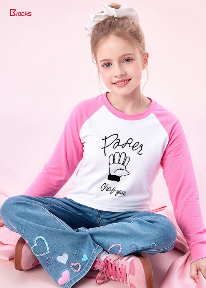 Dream Series – Spring & Autumn Girls' Long-Sleeve T-Shirt - 100% Xinjiang Cotton - Image 1