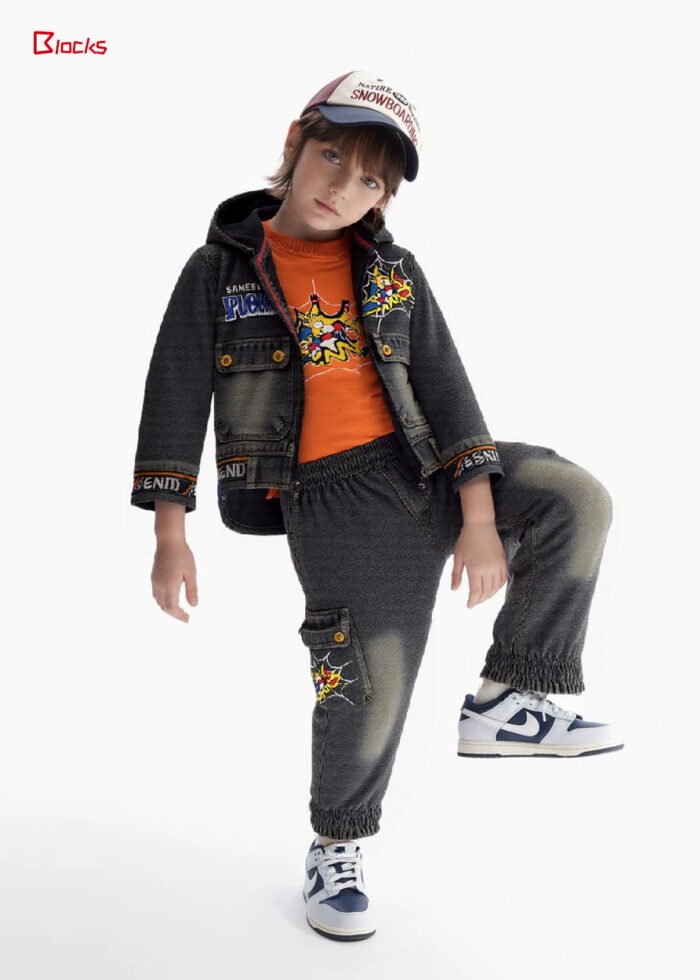 Spring & Summer Boys' Denim Casual Set – Top and Pants - Image 1