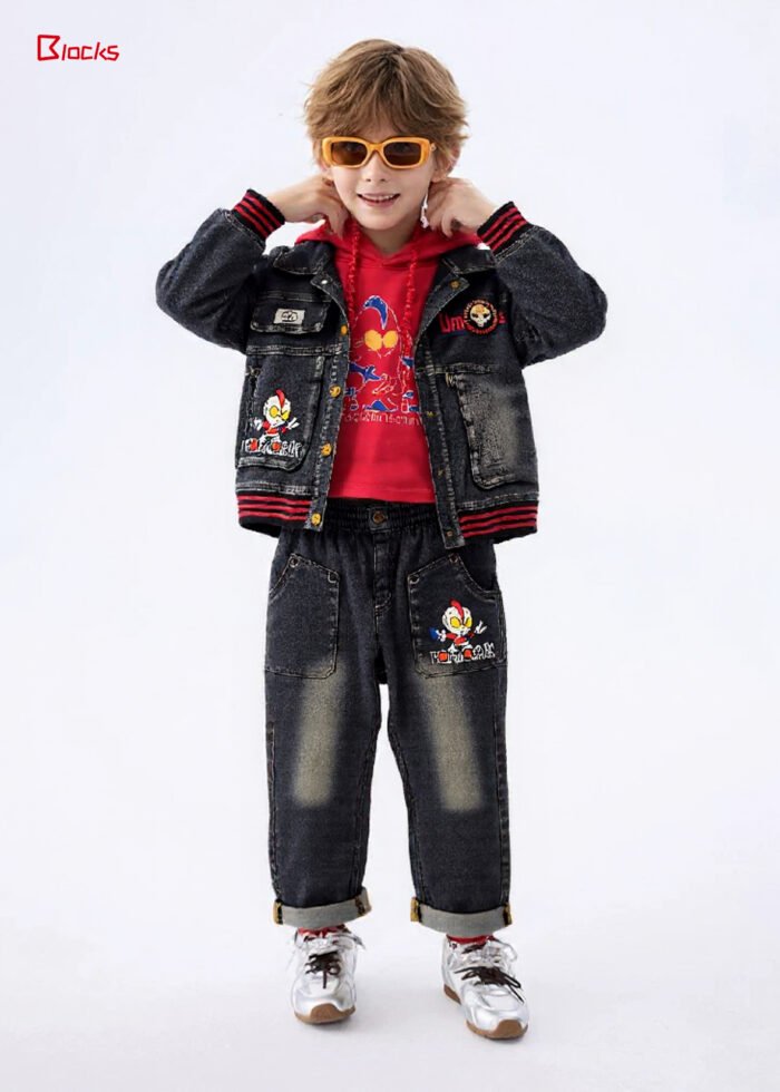 Spring and Autumn Boys' Denim Casual Set - Image 1